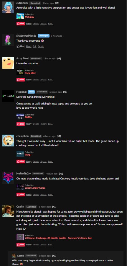 Through the Asteroids Comments